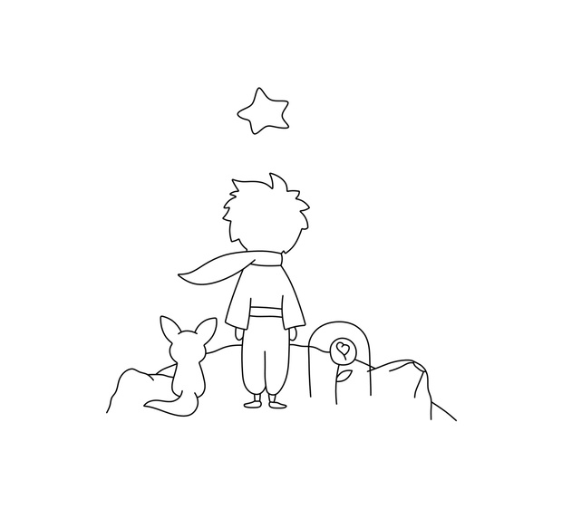 Vector isolated cute cartoon fairy tale characters Littl prince