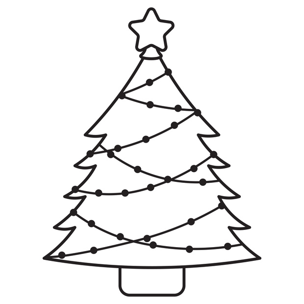 vector cartoon cute christmas tree isolated