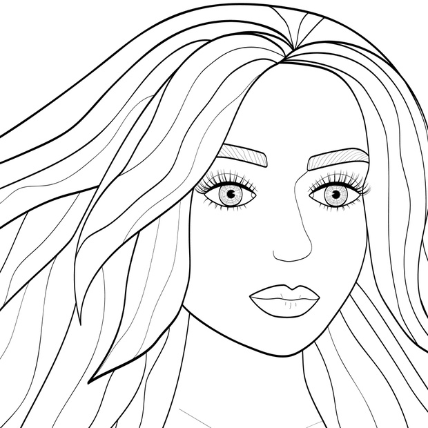 Portrait of a beautiful young woman. Outline of the girl's face.
