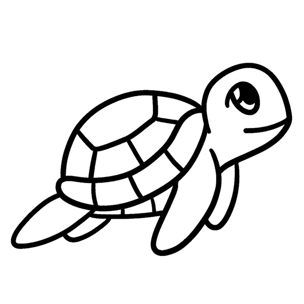 Sea Turtle Isolated Coloring Page for Kids