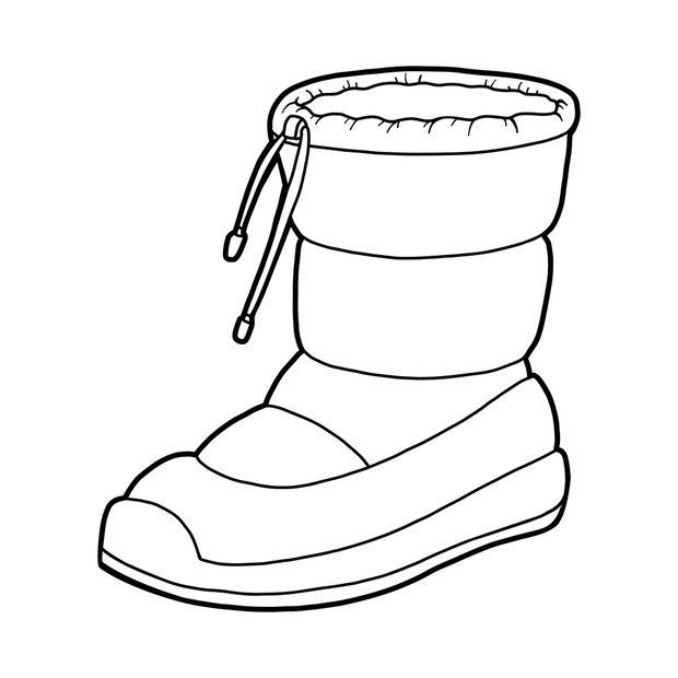 Coloring book, cartoon shoe collection. Waterproof snow boot