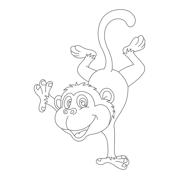 Cute little monkey coloring page for kids animal outline colorin