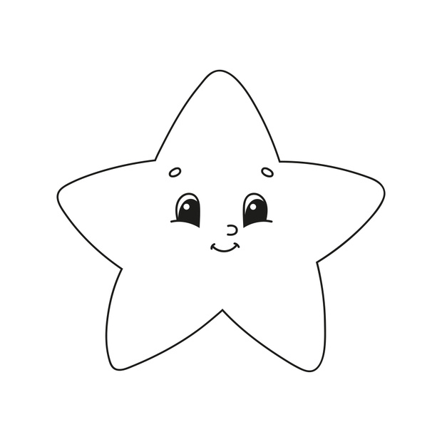 Star. Coloring book for kids. Cheerful character. Vector illustration. Cute cartoon style. Hand drawn. Fantasy page for children. Isolated on white background.