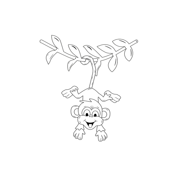 Vector illustration of black and white monkeys