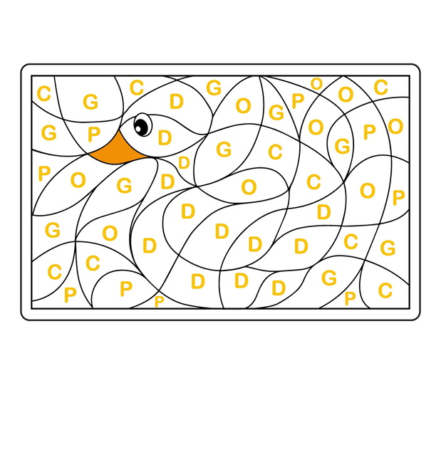 ABC Coloring Book for children. Color by letters. Learning the capital letters of the alphabet. Puzzle for children. Letter D. Duck