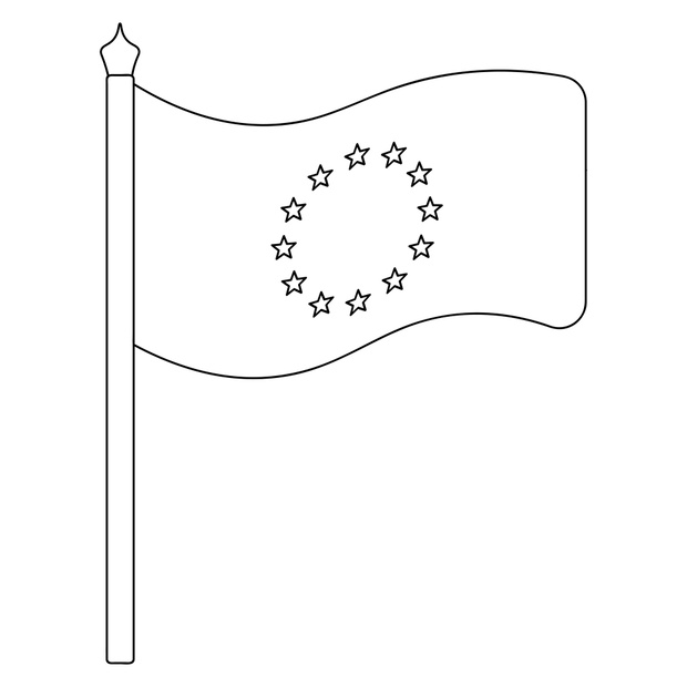 Flag of the European Union. Sketch. Vector illustration. Colorin