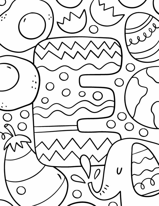 Coloring page Alphabet for kids with cute characters in doodle s