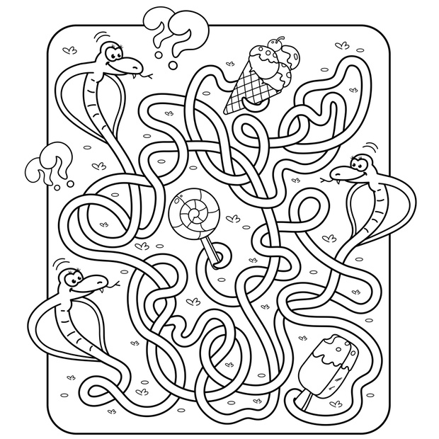 Maze or Labyrinth Game for Preschool Children. Puzzle. Tangled R