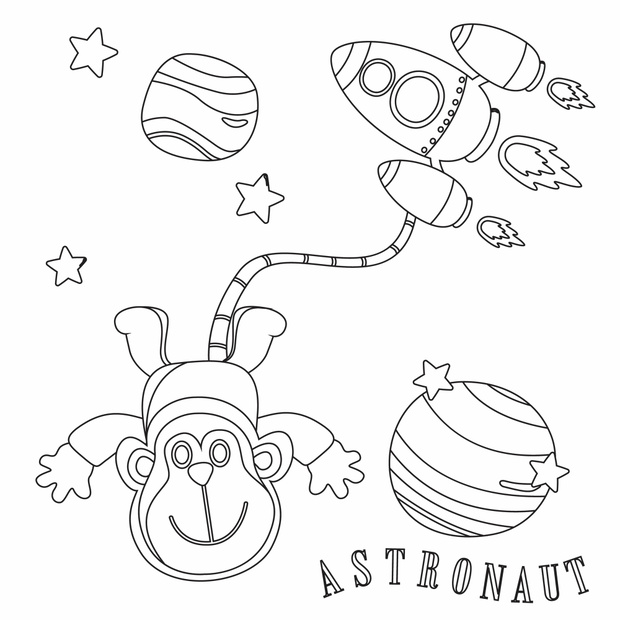Creative vector childish Illustration of Cute little monkey Astr