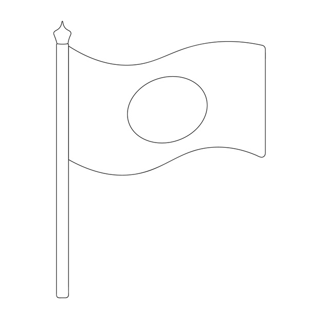 Japan flag. Sketch. Vector illustration. Coloring book for child