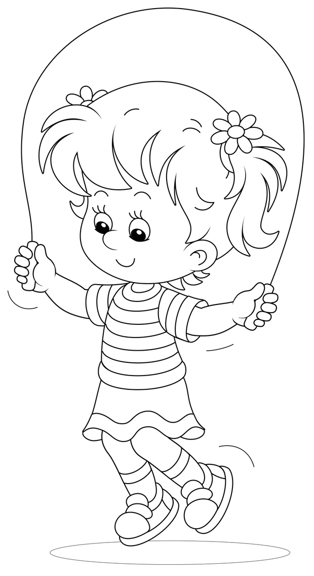 Funny little girl in light summer clothes, smiling and fun jumpi