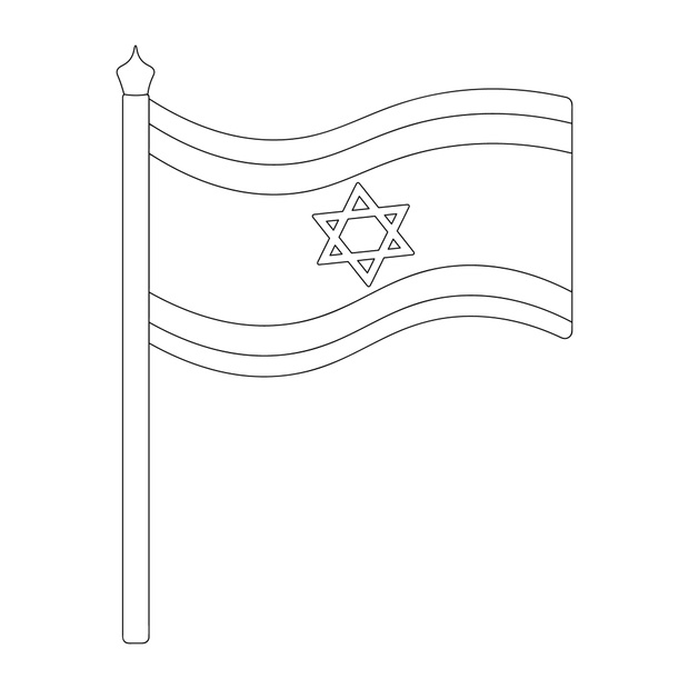 Israel flag. Sketch. Vector illustration. Coloring book for chil