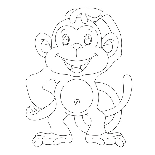 Cute little monkey coloring page for kids animal outline colorin
