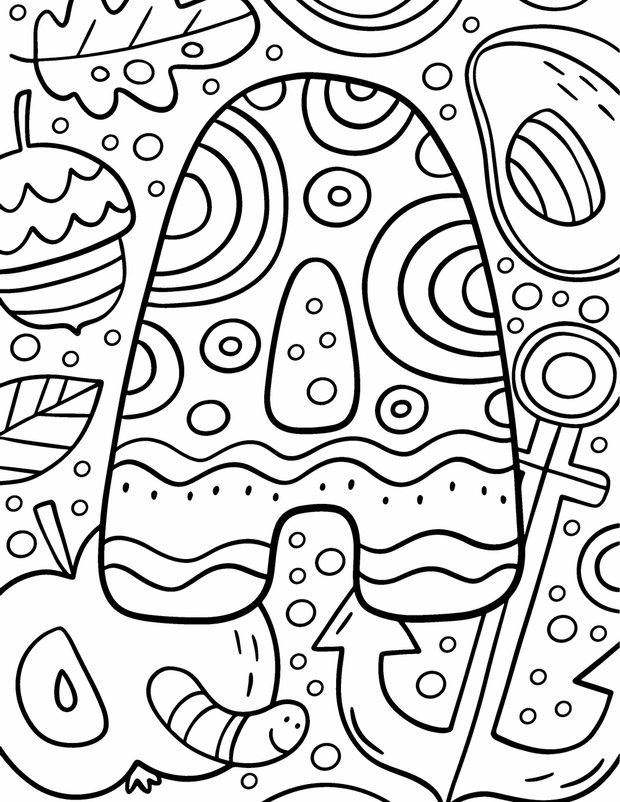 Coloring page Alphabet for kids with cute characters in doodle s