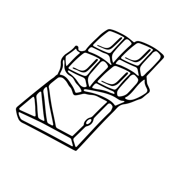 Unwrapped Chocolate bar outline Vector Illustration isolated on