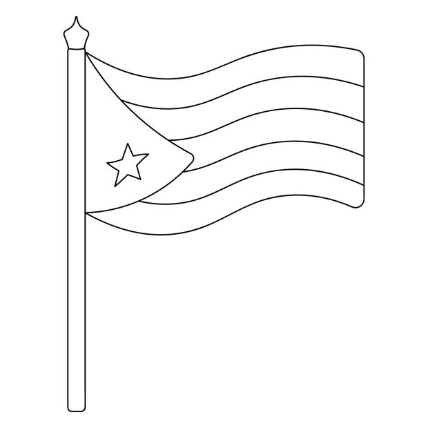 Flag of Cuba. Sketch. Vector illustration. Coloring book for chi