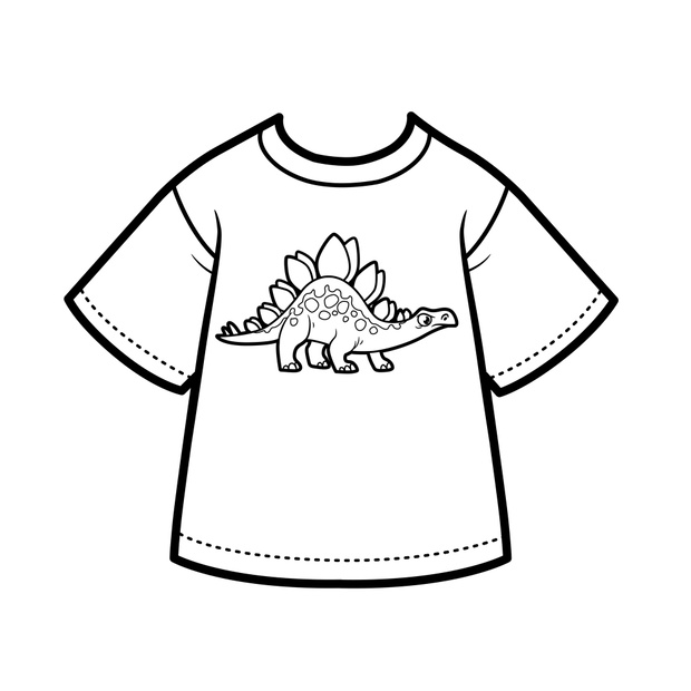 T-shirt with drawing cartoon stegosaurus for boy outline for col