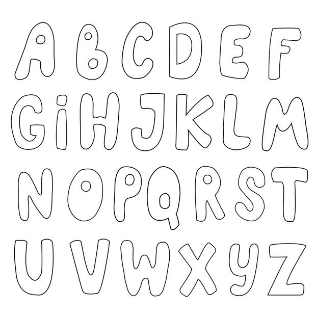 English outline alphabet