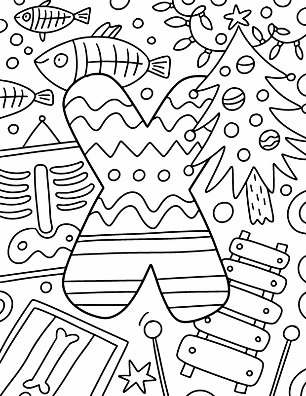 Coloring page Alphabet for kids with cute characters in doodle s