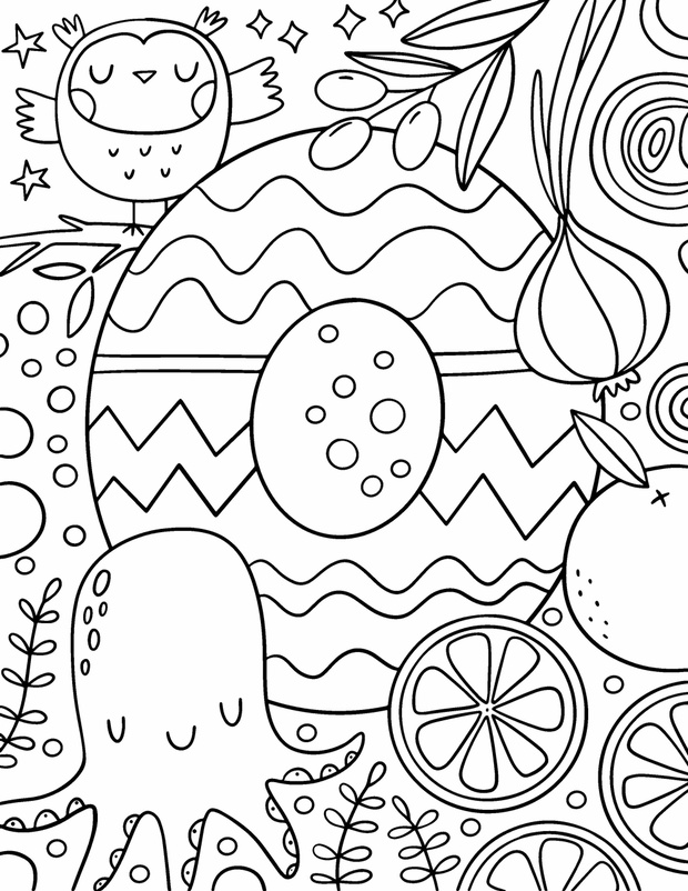 Coloring page Alphabet for kids with cute characters in doodle s