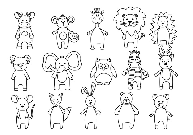 Set of funny cartoon animals, lion, Zebra, elephant, giraffe, la