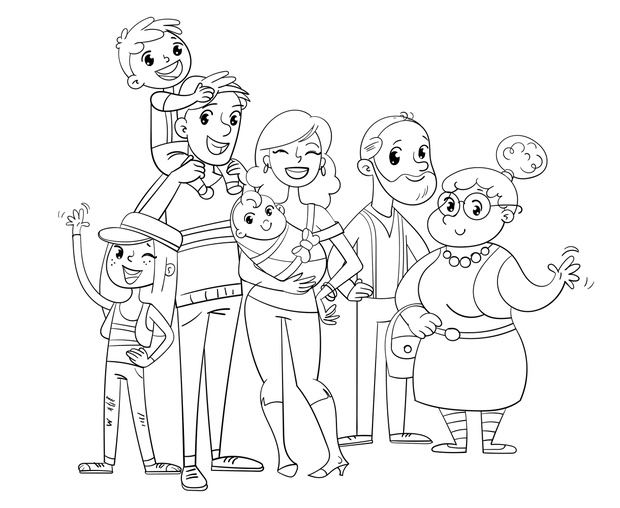 2477435 My big family posing together. Coloring book