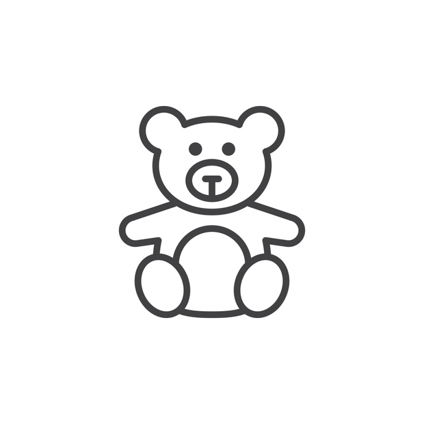 Soft toy, Teddy bear line icon, outline vector sign, linear pict