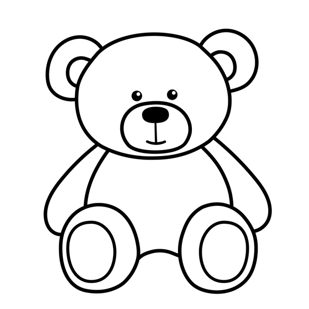 Cute teddy bear toy. It is sitting. Vector illustration in style outline.