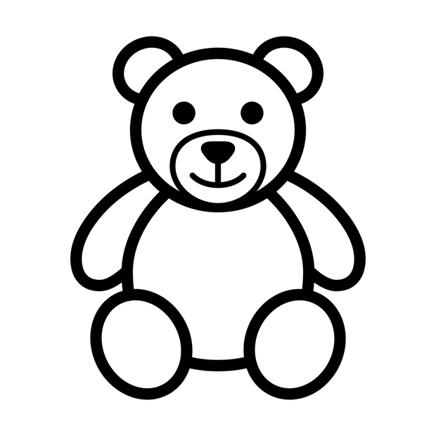 Teddy bear plush toy line art icon for apps and websites