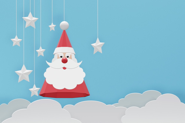 Paper art and craft style of Santa Claus Hat Model with copy spa