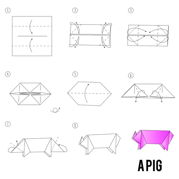 origami dla dzieci świnia