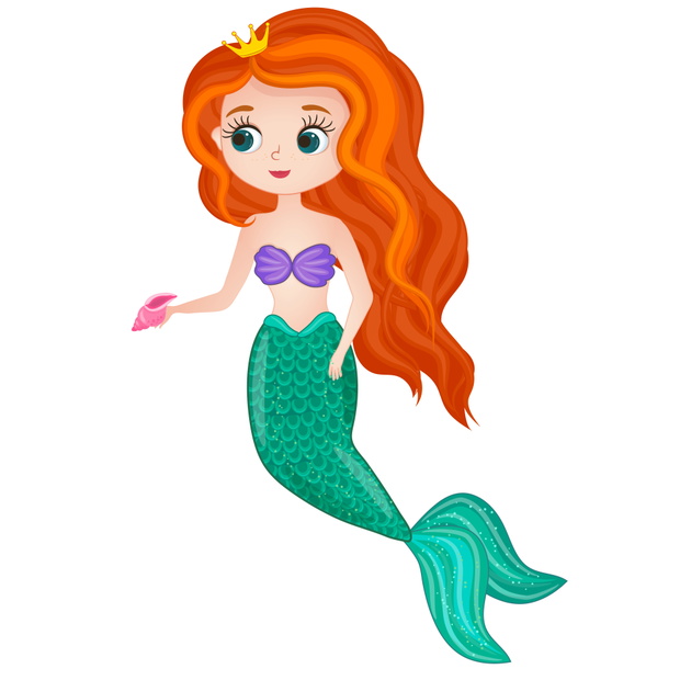 cartoon character the little mermaid ariel isolated on white bac