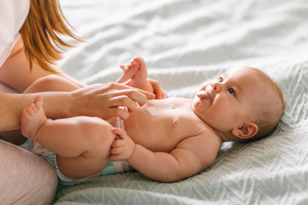 Baby skin care with cream