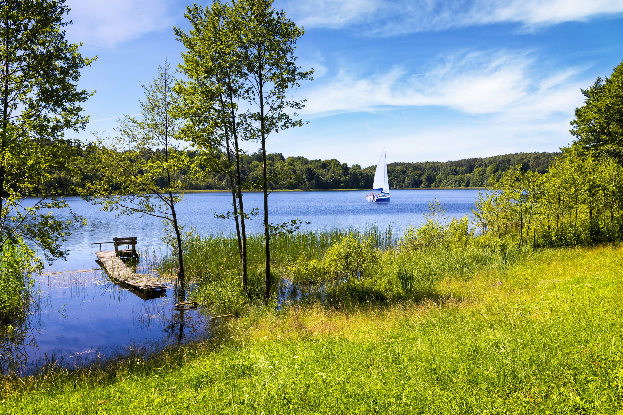 Vacations in Poland - Summer view of bay of the Drawsko lake