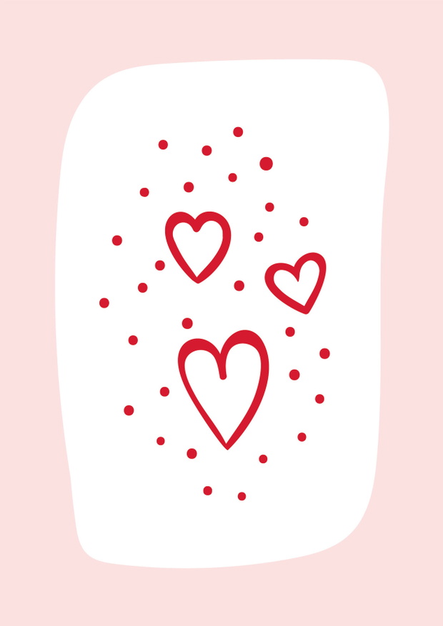 Valentine`s Day cards set with hand drawn hearts and ornaments.