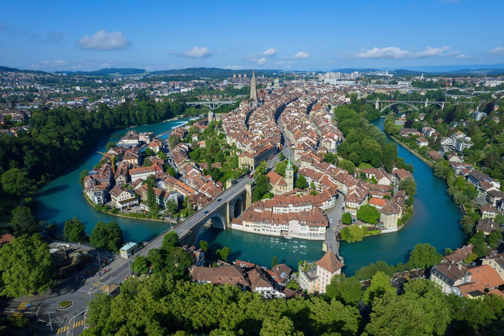 Panoramic,View,From,Above,The,Old,Town,Of,Bern,,Capital