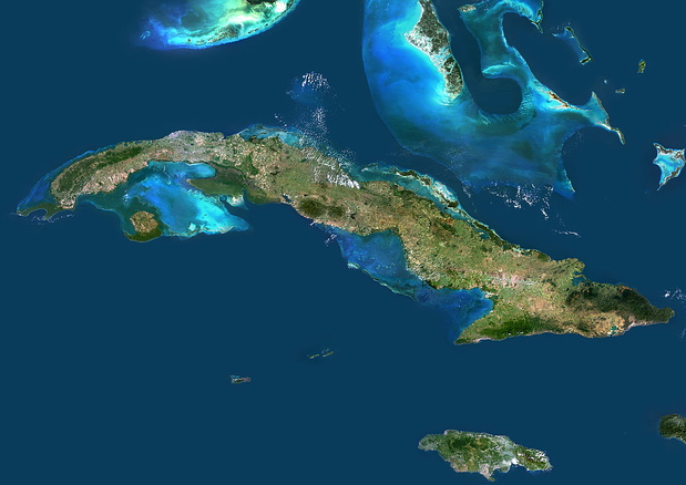 Cuba And Cayman Islands, Caribbean, True Colour Satellite Image