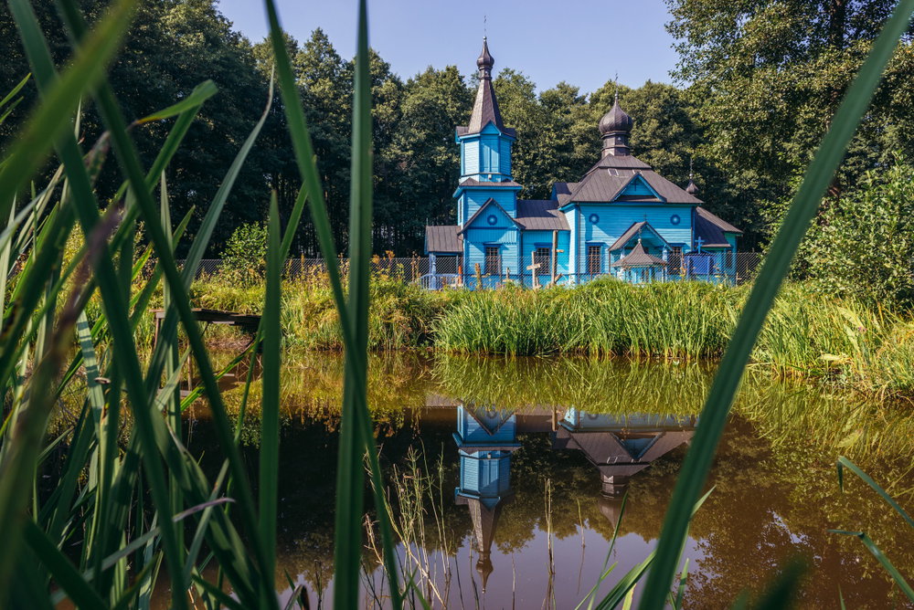 Blue,Wooden,Orthodox,Church,In,Koterka,Village,In,Podlasie,Region