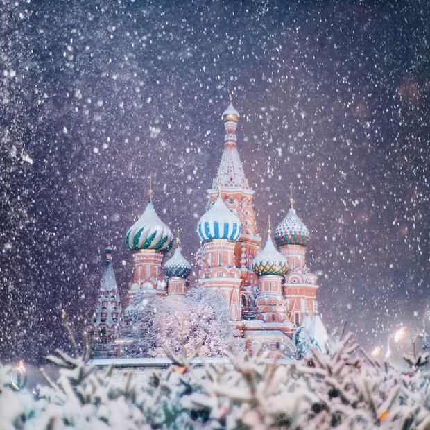 Baśniowa Moskwa w czasie zimy