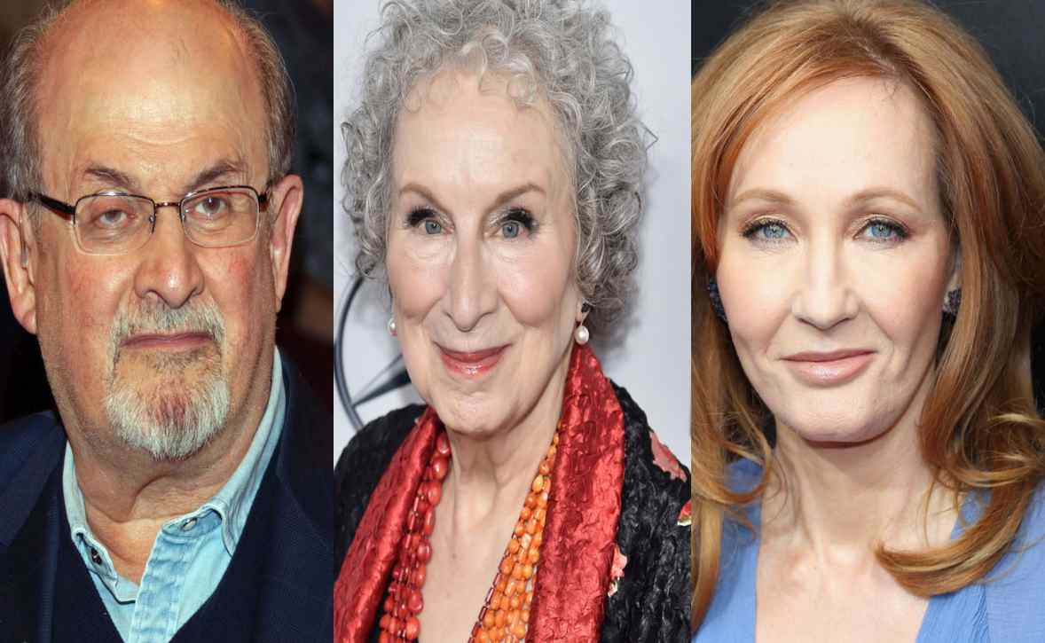 Od lewej: Salman Rushdie, J.K. Rowling, Margaret Antwood, fot. Getty Images