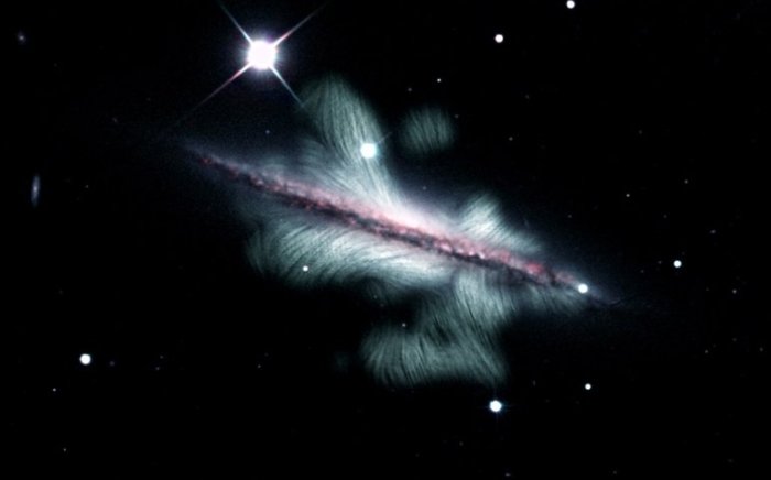 Composite image of NGC 4217. (Y. Stein, NRAO, SDSS, KPNO 0.9m, J. English, R.-J. Dettmar, A. Miskolczi, R.J. Rand, and J. Irwin)