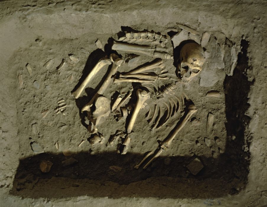 Neandertalski grób pochowany z La Chapelle aux Saints we Francji, datowany na około 50 000 lat temu