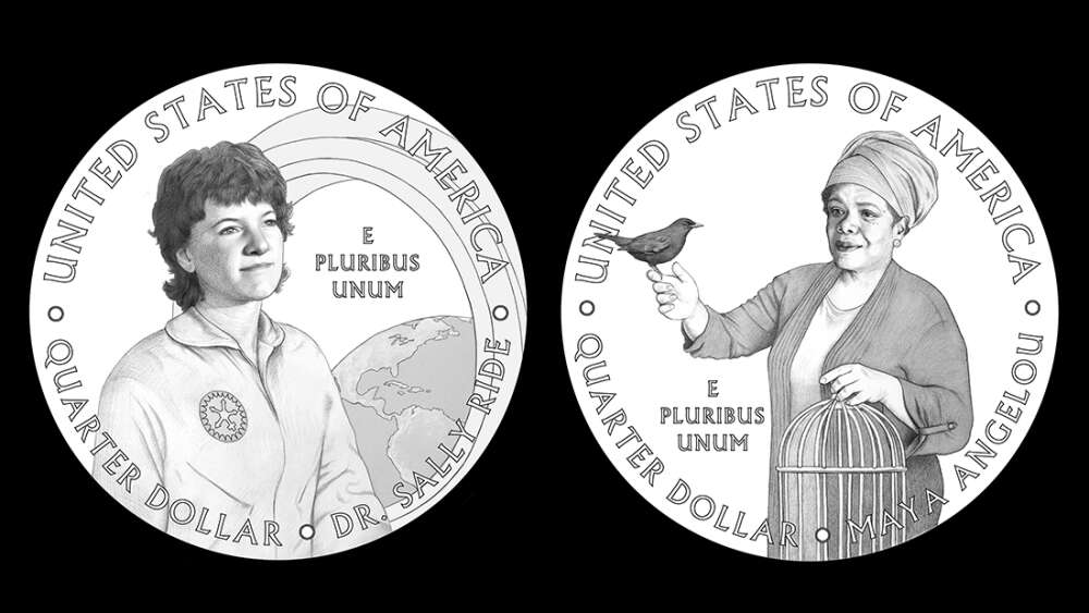 Astronautka Sally Ride oraz poetka i działaczka na rzecz praw obywatelskich Maya Angelou jako pierwsze kobiety w historii zostaną upamiętnione na srebrnych ćwierćdolarówkach (fot. US Mint)