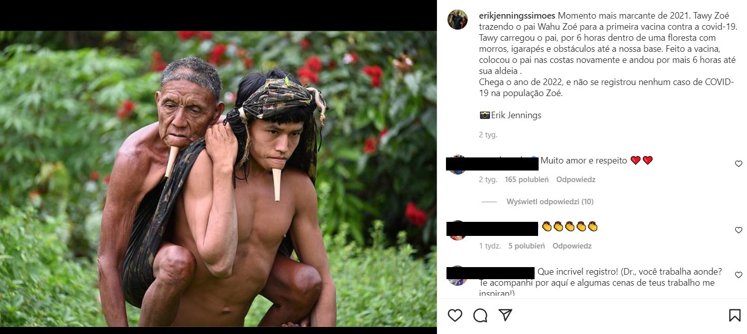 To zdjęcie podbija internet. Syn niósł ojca przez dżunglę do punktu szczepień