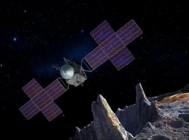 Podróż do jądra niedoszłej planety. NASA szykuje misję na Psyche – planetoidę zbudowaną z cennych metali (ryc. NASA/JPL-Caltech/Arizona State University/Space Systems Loral/Peter Rubin)