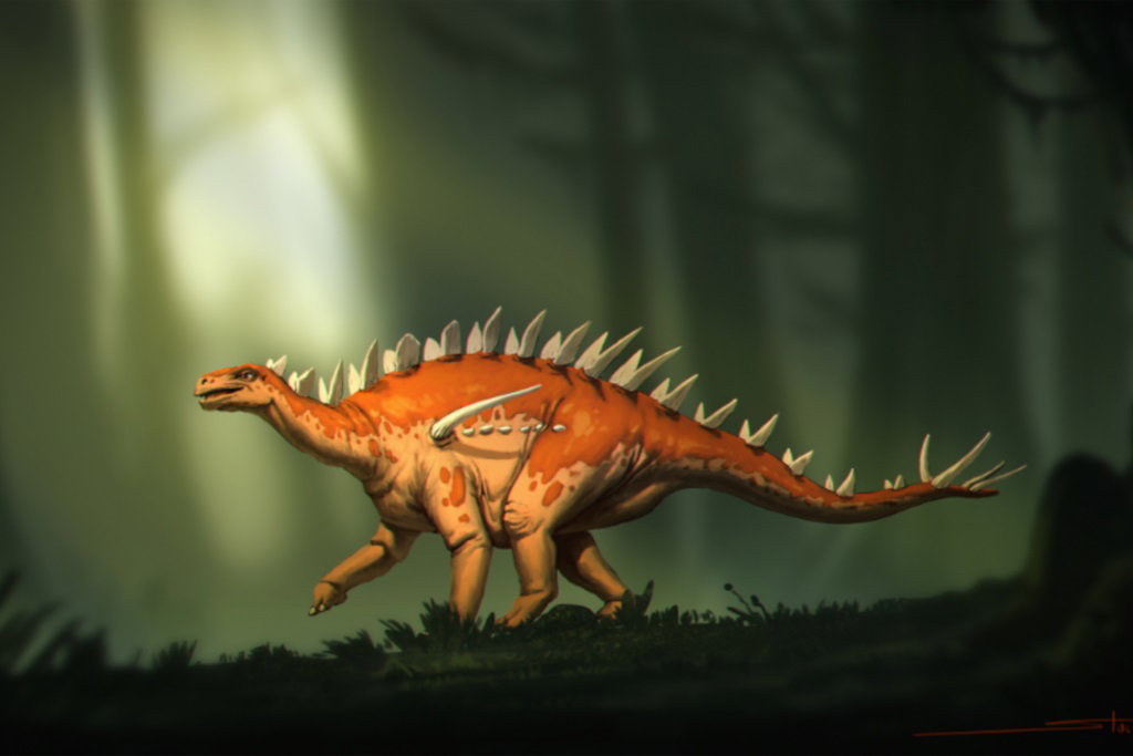Nowy gatunek niewielkiego stegozaura został odkryty w Chinach. Czy tam wyewoluowały te dinozaury? (fot. Banana Art Studio)