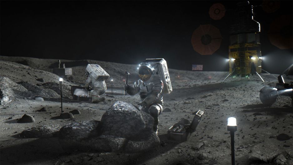 Wizualizacja lądowania misji Artemis III na Księżycu (fot. NASA/Artemis)