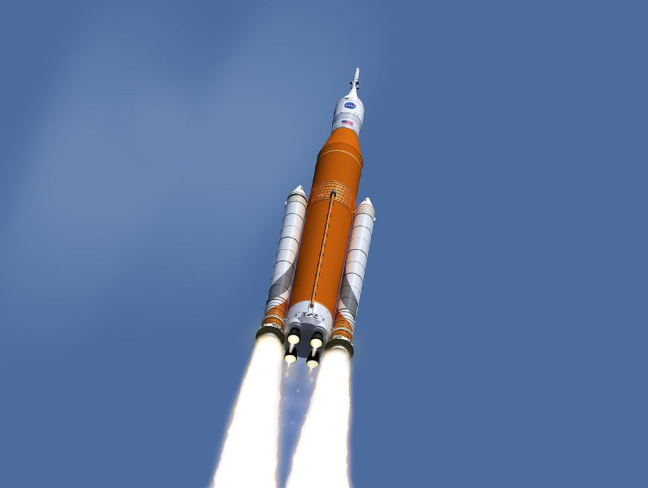 Rakieta księżycowa SLS przechodzi kluczowy test. Co wiemy o rakiecie będącej koniem pociągowym programu Artemis? (fot. NASA/MSFC, Wikimedia Commons, public domain)