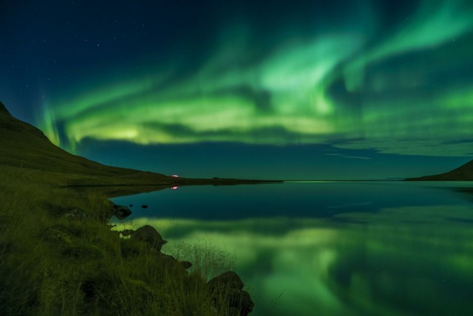 Zorza polarna na półwyspie Snaefellsnes, Islandia