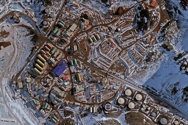 OCTOBER 13, 2016:  DigitalGlobe closeup imagery of McMurdo Station in Antarctica.  The McMurdo Station is a United States Antarctic Research Center on the south tip of Ross Island.